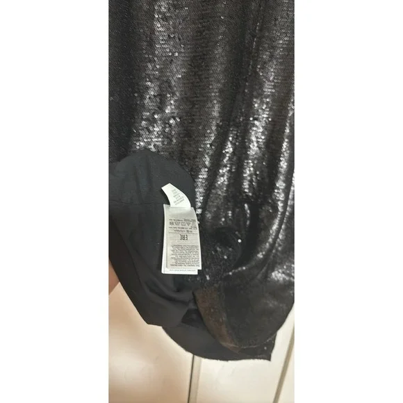 Gap Women's Black Sequin Dress Size Medium Short Sleeve Knee Length Party - Picture 4 of 5